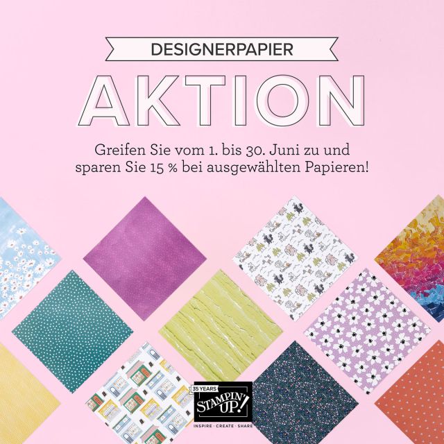 📢 Aktion!
- 15 % aus ausgewählte Stampin' Up! Designerpapiere! 🥳
.
👉🏻Die Aktion läuft vom 1. bis zum 30. Juni 2023.
👉🏻Diese Aktion auf ausgewählte Designerpapiere aus dem aktuellen Stampin’ Up! Jahreskatalog.
👉🏻Angebotene Designerpapiere nach Verfügbarkeit.
👉🏻Bei dieser Aktion gibt es keine Bestellbeschränkungen.
.
⌨ Habt ihr Fragen - dann schreibt mir einfach eine Nachricht, ich helfe gerne weiter…
.
alles Liebe
Eva
.
#stampinupösterreich #stampinupbestellen  #entdeckedeinekreativität #kreativmitpapier #designerpapier #diyauspapier #dsp 
#stampinupaktion #stampinupdemo  #aktion #jetztbestellen 
.
.
📦 Bestellungen von Stampin' Up! Produkten könnt ihr direkt über meinen online-Shop (shop.allerleikreatives.at) mit dem aktuellen Gastgeberinnencode: KB6E433U oder über mich persönlich aufgeben.
