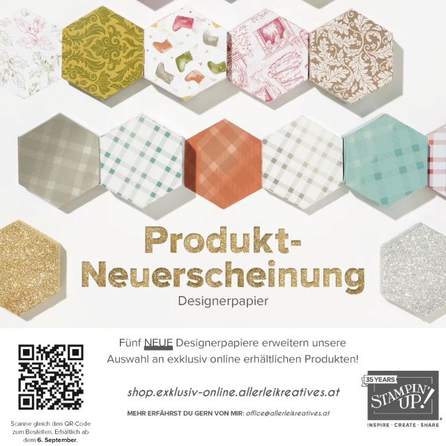 Heute ist es soweit - die Produkte aus dem neuen Stampin' Up! Minikatalog sind ab heute erhältlich! 🥳
.
Außerdem gibt es ab heute neue Designerpapiere - zu finden im der Exklusiv-Online Bereich des Onlineshops! 
.
alles Liebe
Eva
.
.
.
#stampinupösterreich #stampinup #stampinupwien #stampinupdemowien #minikatalog #neueprodukte
#kreativmitpapier #kreativeauszeit #selbstgemachtesauspapier #love2becreative #kreativinwien #selfmade #madewithlove  #1210wien 
.
.
📦 Bestellungen  von Stampin' Up! Produkten könnt ihr direkt über shop.allerleikreatives.at (mit dem aktuellen Gastgeberinnencode) oder über mich persönlich aufgeben.